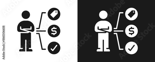 Consumer Behavior Icon Set Glyph In White And Black Background