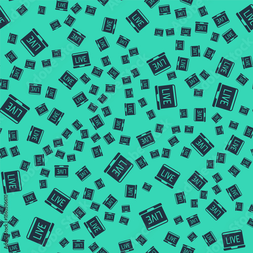 Black Online poker table game icon isolated seamless pattern on green background. Online casino. Vector