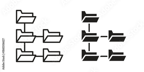 Folder tree icons. glyph icon vector on white background. Flat and line vector