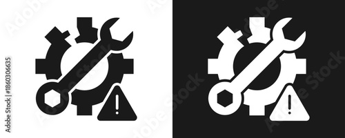 Operational Disruption Icon Set Glyph In White And Black Background