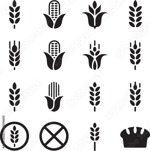 Grain and gluten free icon set
