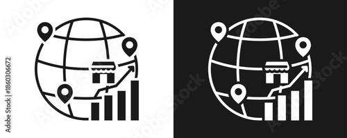Emerging Markets Icon Set Glyph In White And Black Background