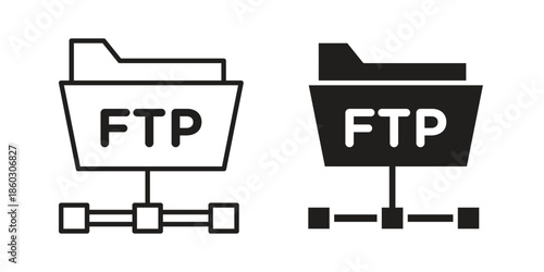FTP icons. glyph icon vector on white background. Flat and line vector