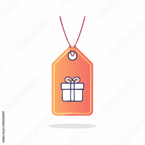 Gift Tag Icon with Present Illustration.