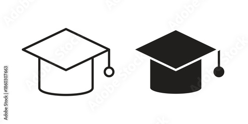 Graduation cap icons. glyph icon vector on white background. Flat and line vector