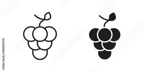 Grape icons. glyph icon vector on white background. Flat and line vector