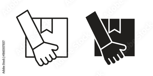 Hand holding box icons. glyph icon vector on white background. Flat and line vector