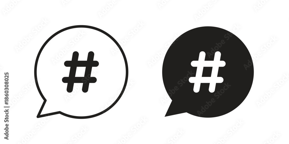 Fototapeta premium Hashtag icons. glyph icon vector on white background. Flat and line vector