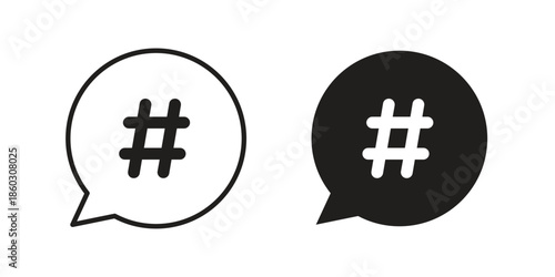 Hashtag icons. glyph icon vector on white background. Flat and line vector