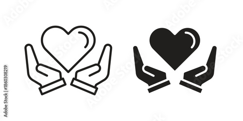 Heart Health icons. glyph icon vector on white background. Flat and line vector
