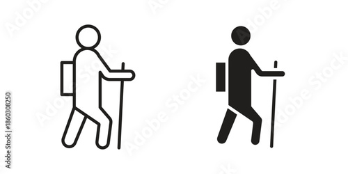 Hiking icons. glyph icon vector on white background. Flat and line vector