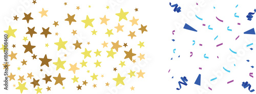 Confetti Background Icon set. Multicolor confetti abstract background with a lot of falling pieces, isolated on a white background. congratulatory background with colored confetti and serpentine.