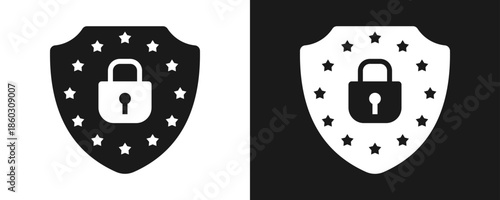 Gdpr Icon Set Glyph In White And Black Background