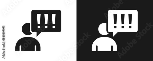 Complaint Icon Set Glyph In White And Black Background