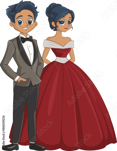 bride and groom in wedding dress