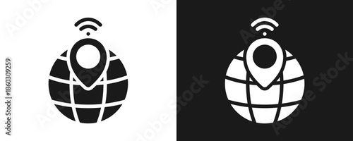 Ip Address Icon Set Glyph In White And Black Background