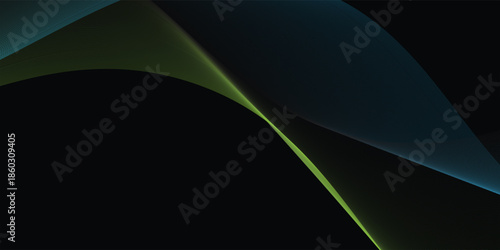 modern sparkling luxury green waves background on black background. modern vector