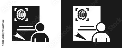 Biometric Data Icon Set Glyph In White And Black Background