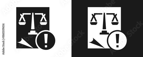 Lawsuit Icon Set Glyph In White And Black Background