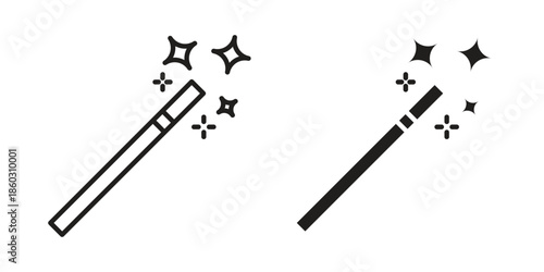 Magic wand icons. glyph icon vector on white background. Flat and line vector