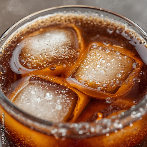 Fizzy Soda with Ice Close‑Up