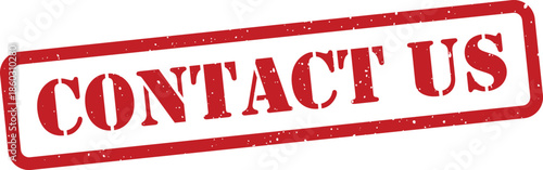 Red contact us stamp with white background