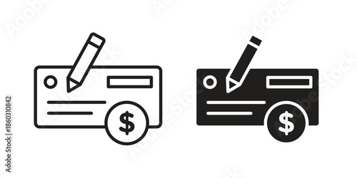 Money check icons. glyph icon vector on white background. Flat and line vector