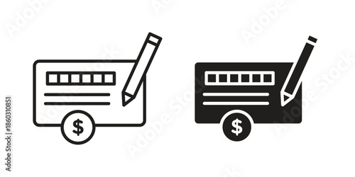 Money check icons. glyph icon vector on white background. Flat and line vector