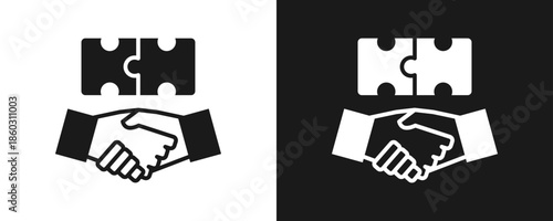 Partnership Icon Set Glyph In White And Black Background