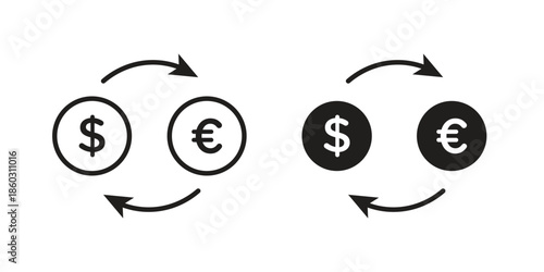 Money exchange icons. glyph icon vector on white background. Flat and line vector
