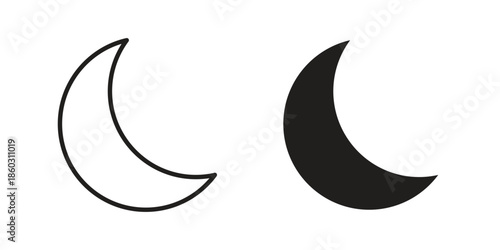Moon icons. glyph icon vector on white background. Flat and line vector
