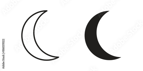 Moon icons. glyph icon vector on white background. Flat and line vector