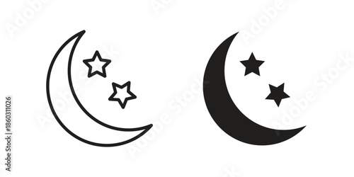 Moon stars icons. glyph icon vector on white background. Flat and line vector