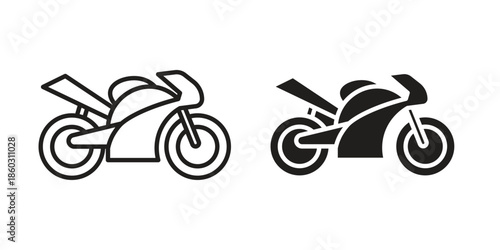 Motorcycle icons. glyph icon vector on white background. Flat and line vector