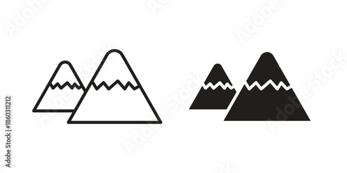 Mountains icons. glyph icon vector on white background. Flat and line vector