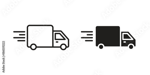Moving truck icons. glyph icon vector on white background. Flat and line vector