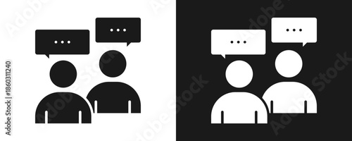 Dialogue Icon Set Glyph In White And Black Background