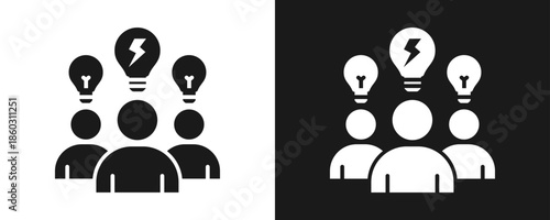 Think Different Icon Set Glyph In White And Black Background
