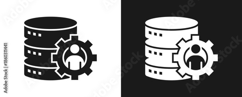 Database Administration Icon Set Glyph In White And Black Background