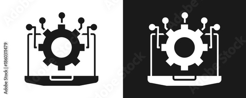 Api Development Icon Set Glyph In White And Black Background