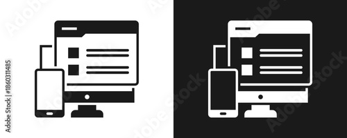 Ui Design Icon Set Glyph In White And Black Background