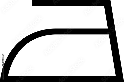 An iron silhouette symbol. Allowed to iron without restrictions. The fabric can withstand heat and contact with the iron's soleplate. Information on the garment label. Warning symbol.