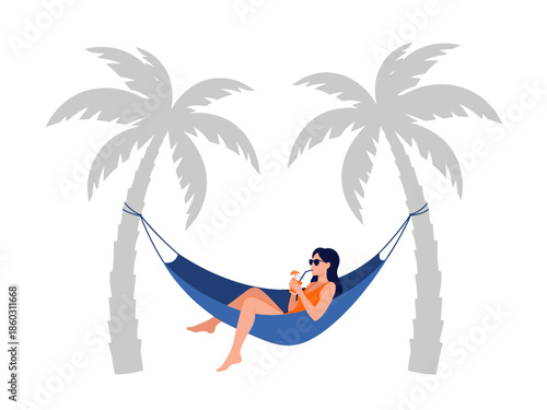 Relaxing in a Hammock Between Palm Trees