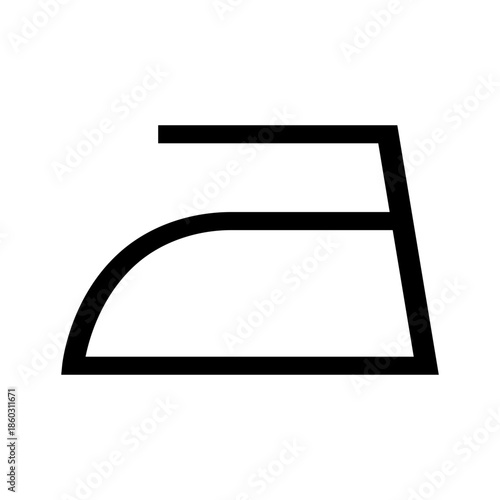 An iron silhouette symbol. Allowed to iron without restrictions. The fabric can withstand heat and contact with the iron's soleplate. Information on the garment label. Warning symbol.