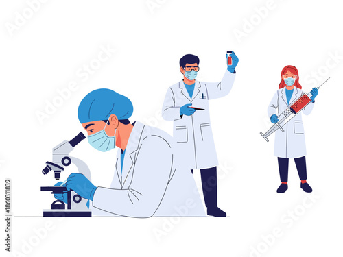 Vector Illustration of Scientists at Work