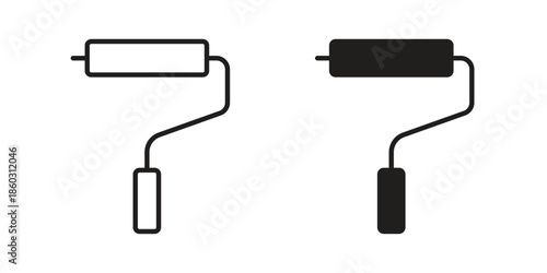 Paint roller icons. glyph icon vector on white background. Flat and line vector