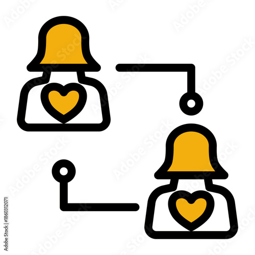 Emotional Sympathy Charity Relationship Icon from Help and Support Icon Collection (Outline Color Lineal style)