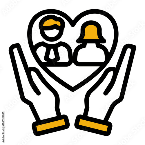 Social Care Family Engagement Responsibility Icon from Help and Support Icon Collection (Outline Color Lineal style)
