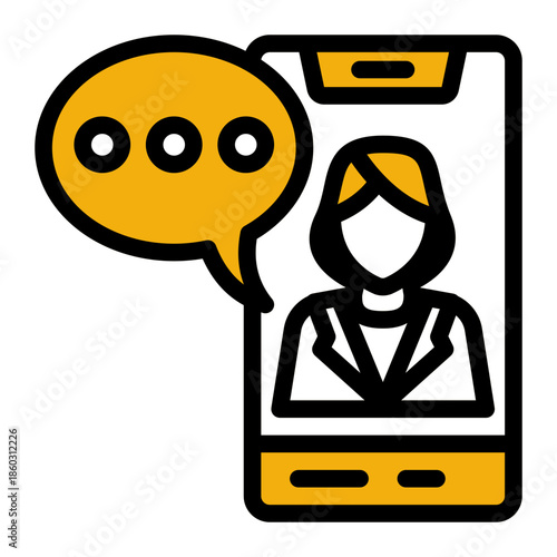 Call Center Chat Bubble Operator Icon from Help and Support Icon Collection (Outline Color Lineal style)