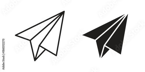 Paper plane icons. glyph icon vector on white background. Flat and line vector